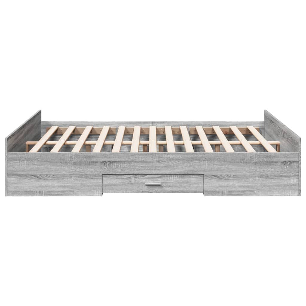 vidaXL Πλαίσιο Κρεβατιού με συρτάρια Γκρι sonoma 160x200εκ. Επεξ. Ξύλο