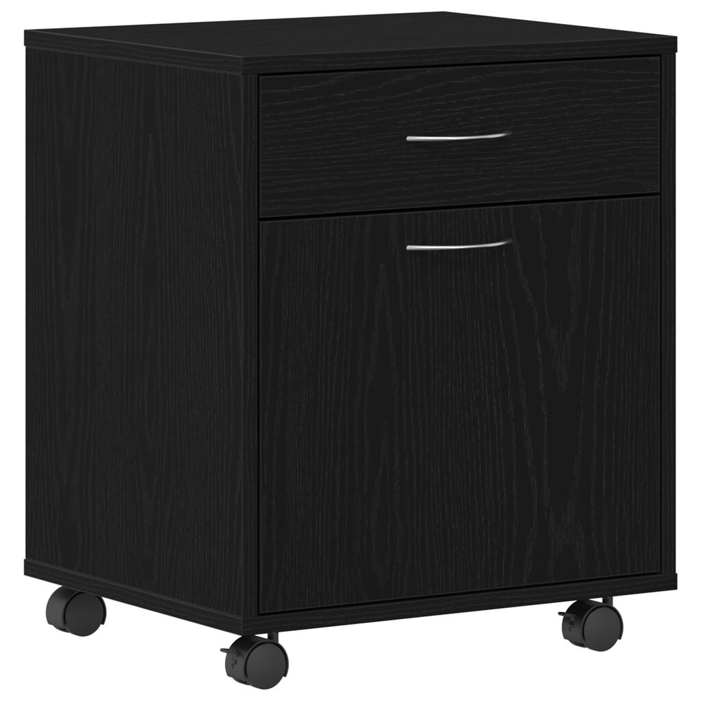 vidaXL Κιβώτιο με Ρόδες Μαύρη Δρυ 45x38x54 εκ. Επεξεργασμένο Ξύλο