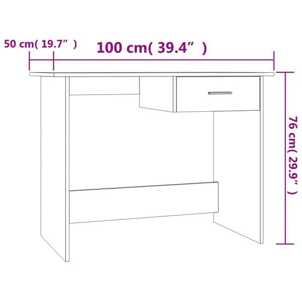 vidaXL Γραφείο Γκρι Σκυροδέματος 100 x 50 x 76 εκ. από Επεξ. Ξύλο