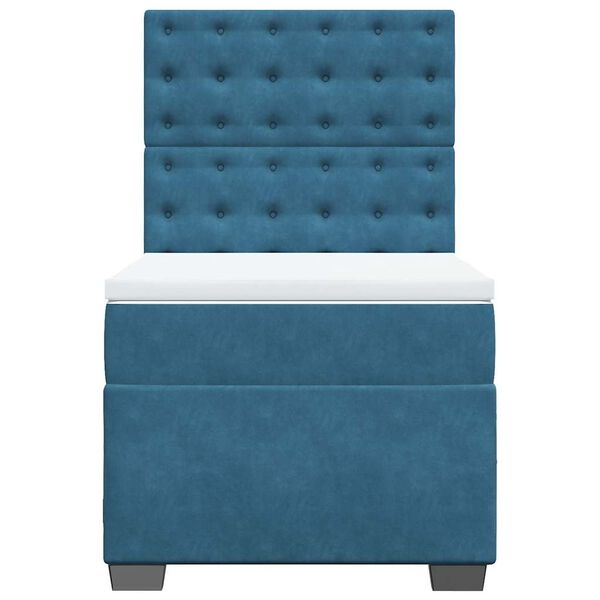 vidaXL Κρεβάτι Boxspring με Στρώμα Μπλε 90x200 εκ. Βελούδινο