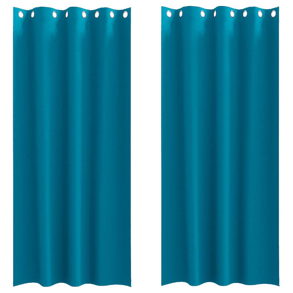 vidaXL Κουρτίνες με κουρτίνες 2 pcs Τιρκουάζ 260 x 140 εκ. Πολυεστέρας