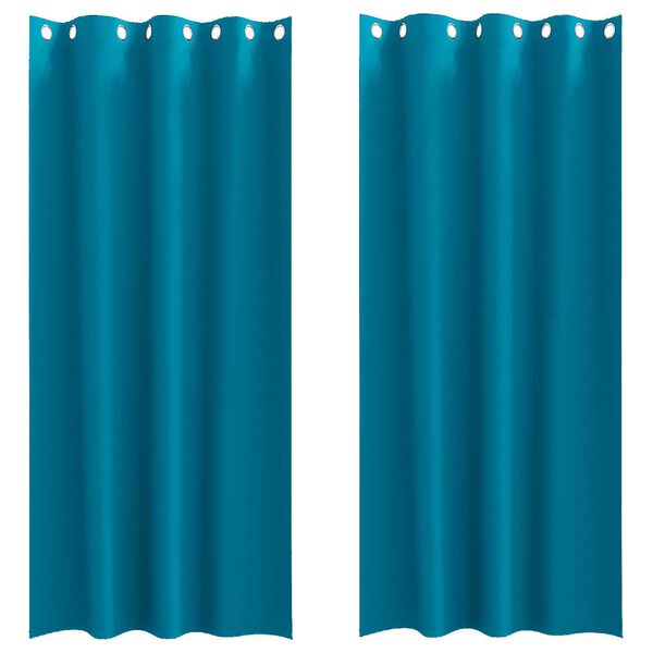 vidaXL Κουρτίνες με κουρτίνες 2 pcs Τιρκουάζ 260 x 140 εκ. Πολυεστέρας