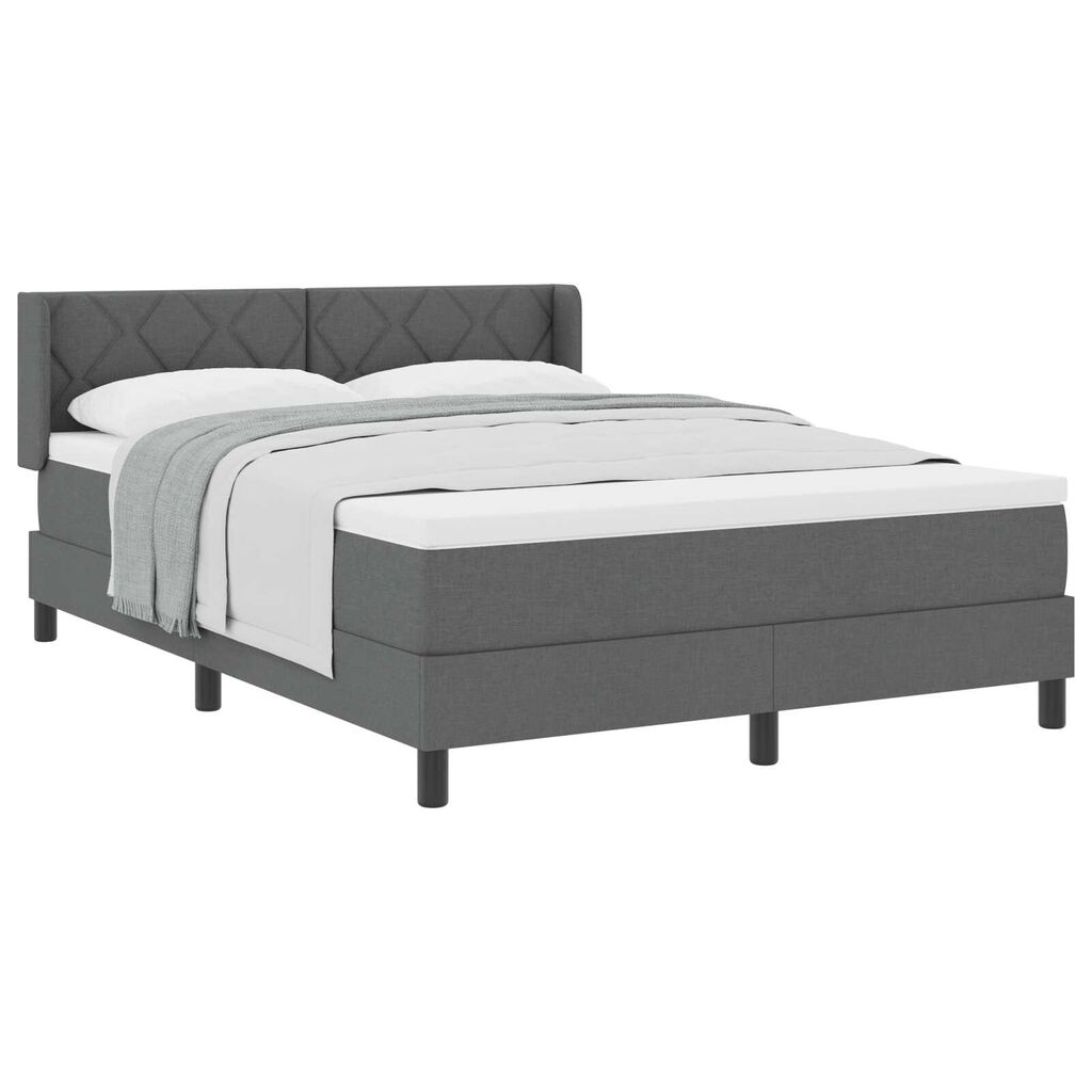 vidaXL Κρεβάτι Box Spring με Στρώμα Σκούρο Γκρι 140x200 εκ. Ύφασμα