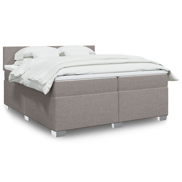 vidaXL &Kappa;&rho;&epsilon;&beta;ά&tau;&iota; Boxspring &mu;&epsilon; &Sigma;&tau;&rho;ώ&mu;&alpha; Taupe 200x200 &epsilon;&kappa;. &Upsilon;&phi;&alpha;&sigma;&mu;ά&tau;&iota;&nu;&omicron;
