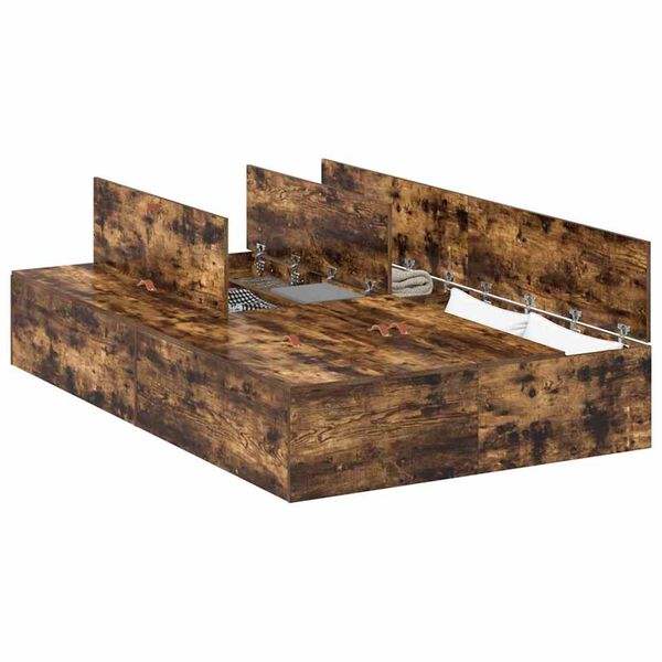 vidaXL Σκελετός Κρεβατιού Καπνιστή δρυς 200 x 120 x 31.5 εκ.
