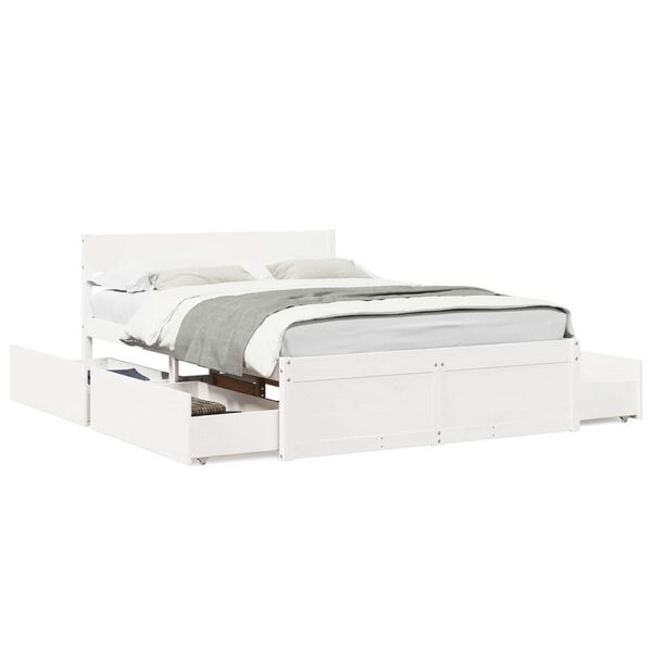 vidaXL Σκελετός Κρεβ. Χωρίς Στρώμα Λευκό 135x190 εκ Μασίφ Πεύκο
