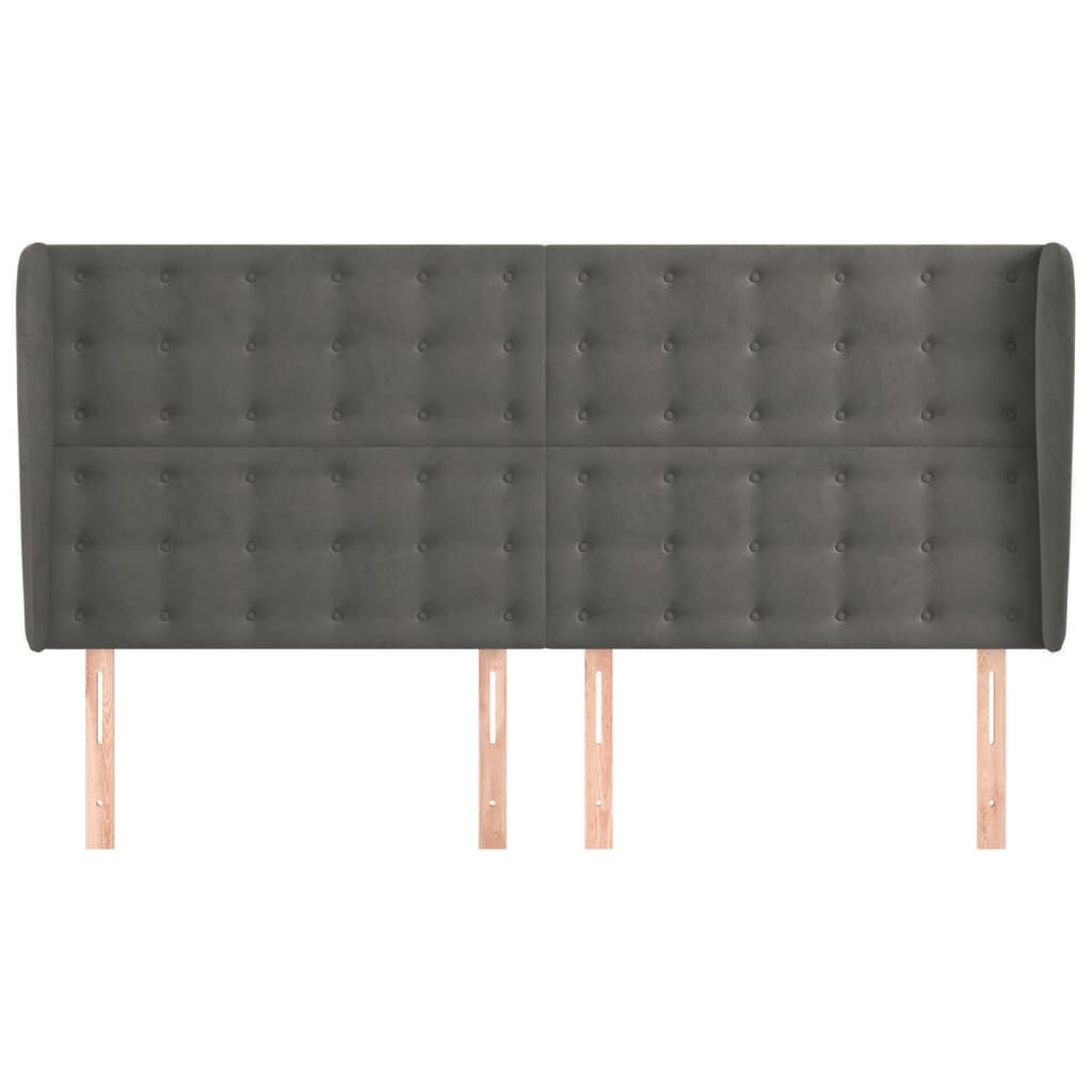 vidaXL Κεφαλάρι με Πτερύγια Σκούρο Γκρι 203x23x118/128 εκ. Βελούδινο