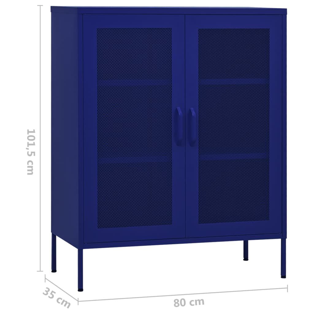 vidaXL Ντουλάπι Αποθήκευσης Ναυτικό Μπλε 80 x 35 x 101,5 εκ. Ατσάλινο
