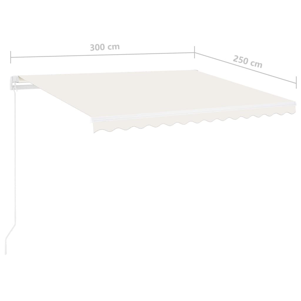 vidaXL Τέντα Συρόμενη Χειροκίνητη με LED Κρεμ 300 x 250 εκ.
