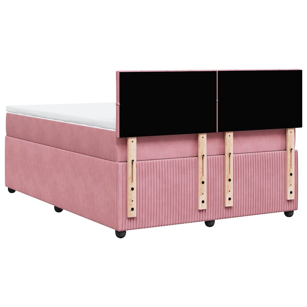 vidaXL Κρεβάτι Boxspring με Στρώμα Ροζ 140x200 εκ. Βελούδινο
