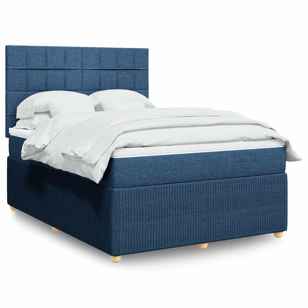 vidaXL Κρεβάτι Boxspring με Στρώμα Μπλε 140x200 εκ. Υφασμάτινο