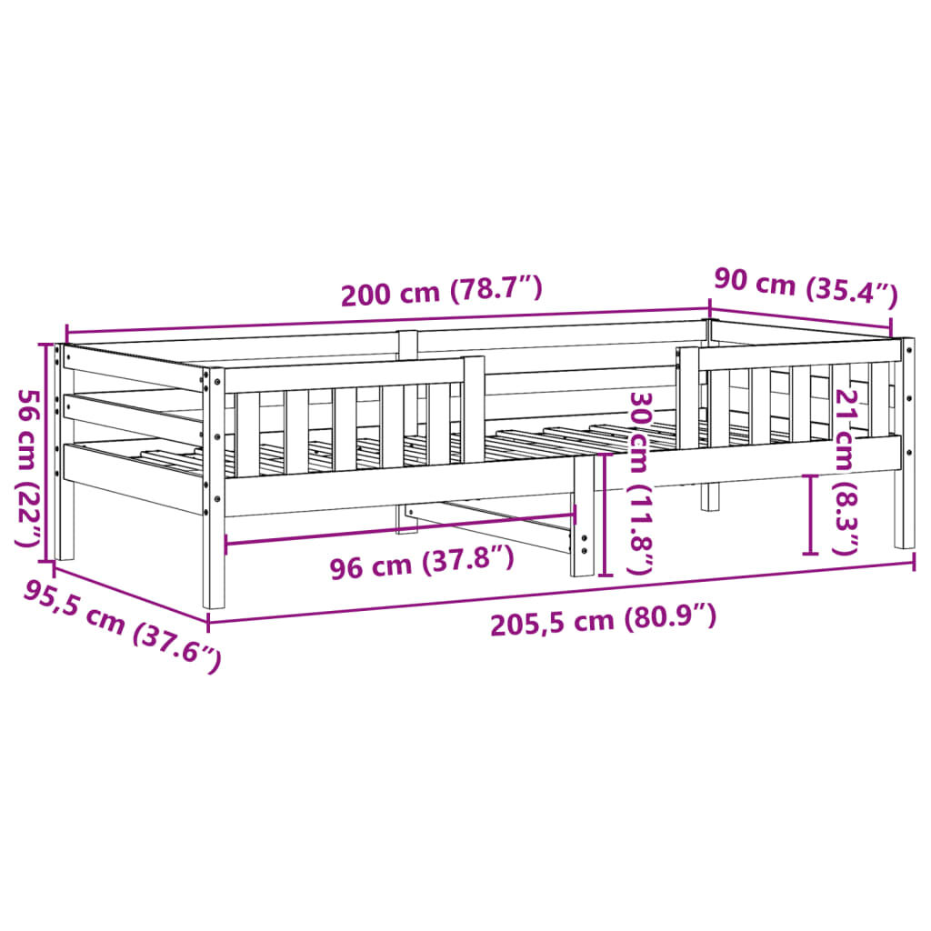 vidaXL Σκελετός Κρεβ. Χωρίς Στρώμα Λευκό 90x200 εκ Μασίφ Πεύκο