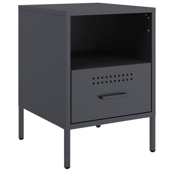vidaXL Κομοδίνο Ανθρακί 36x39x50,5 εκ. από Χάλυβα
