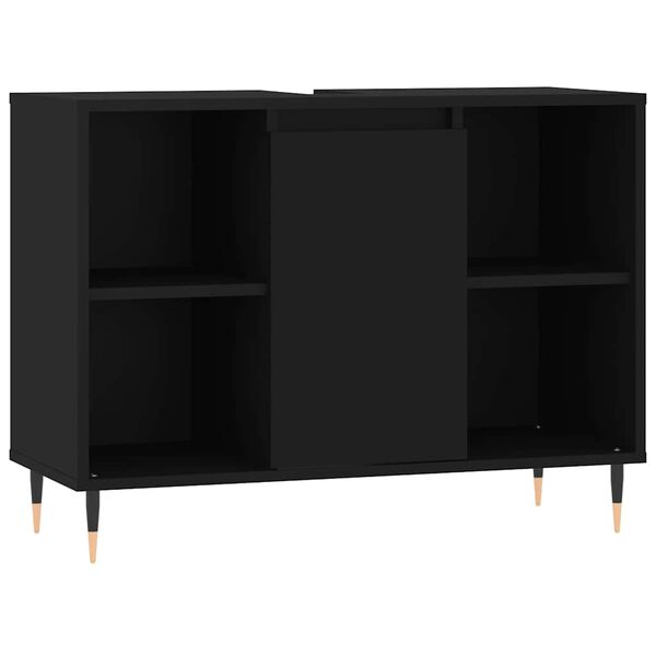 vidaXL Ντουλάπι Μπάνιου Μαύρο 80 x 33 x 60 εκ. από Επεξεργασμένο Ξύλο