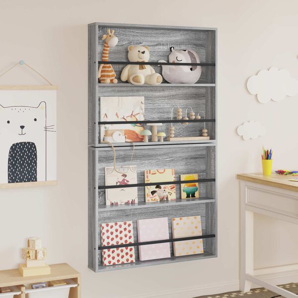 vidaXL &Rho;ά&phi;&iota; &Pi;&epsilon;&rho;&iota;&omicron;&delta;&iota;&kappa;ώ&nu; &mu;&epsilon; &rho;ά&phi;&iota; 2 pcs &Gamma;&kappa;&rho;ί&zeta;&omicron; &Sigma;&omicron;&nu;&omicron;&mu;&alpha; 80 x 12 x 70 &epsilon;&kappa;