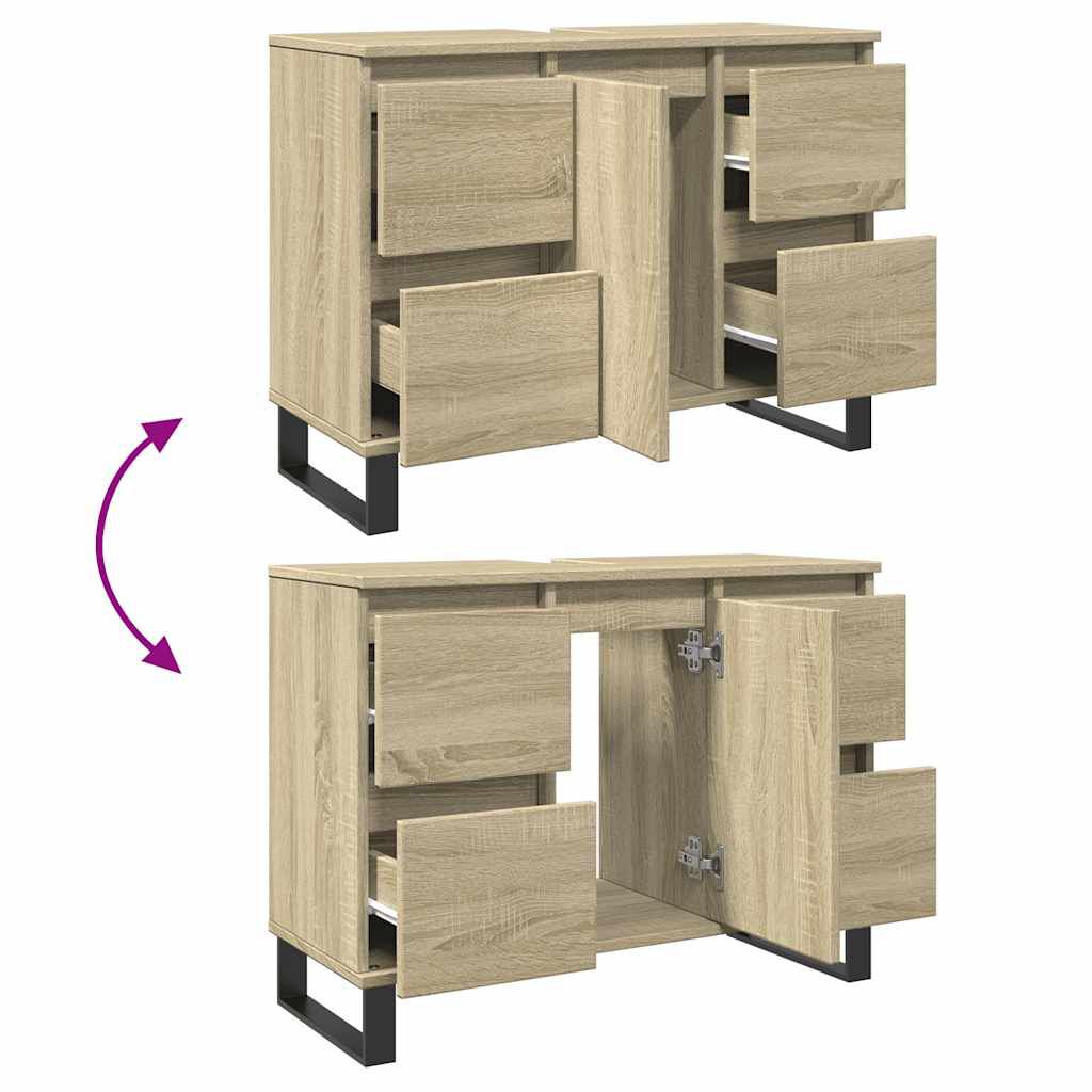 vidaXL Ντουλάπι Μπάνιου Sonoma Δρυς 80 x 33 x 60 εκ. από Επεξεργ. Ξύλο