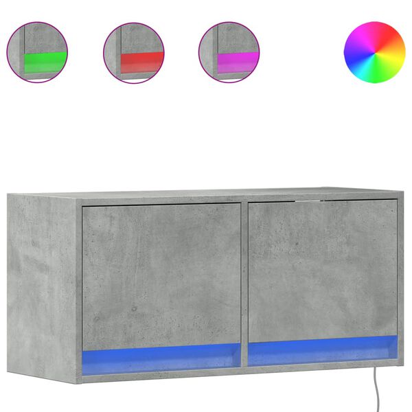 vidaXL Έπιπλο Τηλεόρασης με LED Γκρι Σκυροδέματος 80x31x38 εκ.