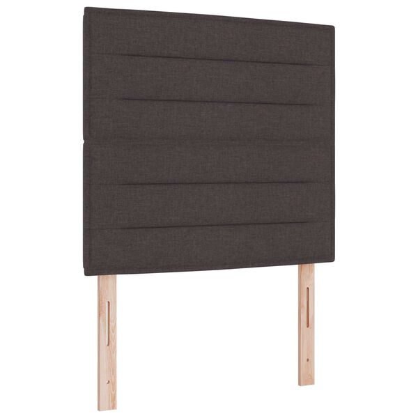 vidaXL Κρεβάτι Box Spring με Στρώμα & LED Σκούρο Καφέ 120x200 εκ Ύφασμα