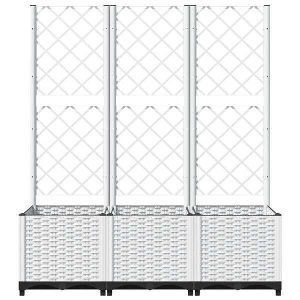 vidaXL Ζαρντινιέρα Κήπου με Καφασωτό Λευκή 120x40x136 εκ. Πολυπροπ.