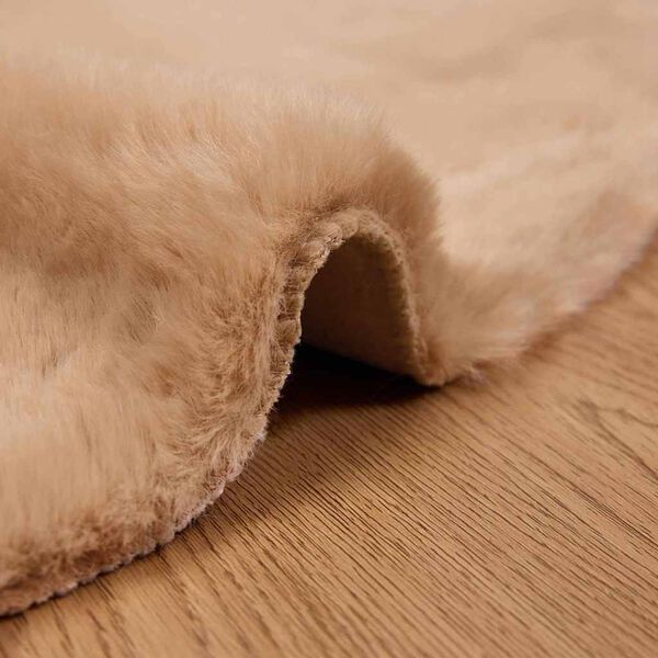 vidaXL Χαλιά Ψεύτικου Κουνελιού Taupe Ø 200 εκ. Πολυεστέρας