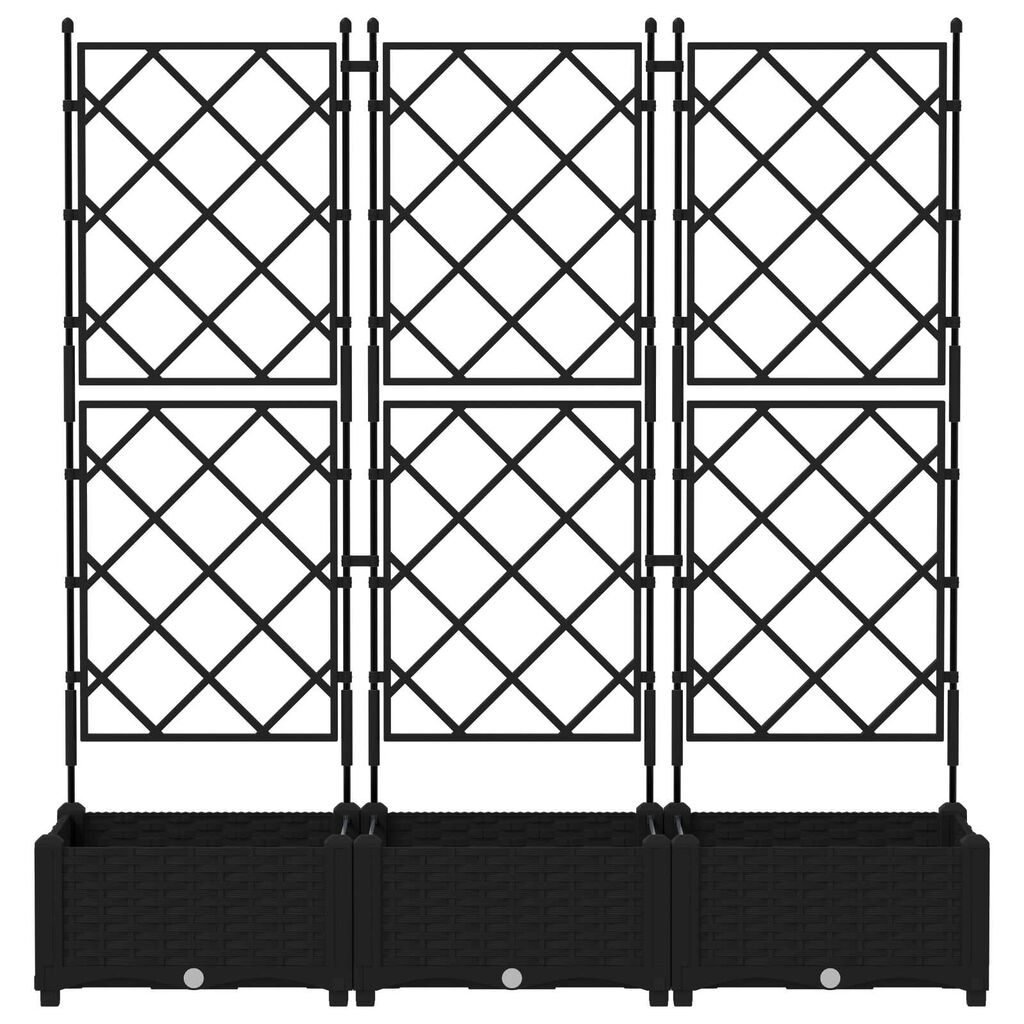 vidaXL Γλάστρα Κήπου με Πλέγμα 3 τεμ Μαύρη 120x40x125.5 εκ.