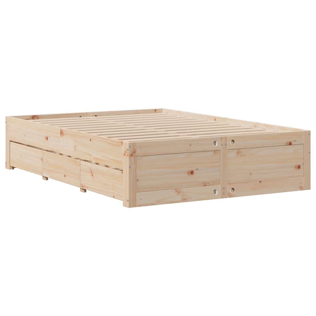 vidaXL Κρεβάτι Βιβλιοθήκη Χωρίς Στρώμα 160x200 εκ Μασίφ Ξύλο Πεύκου