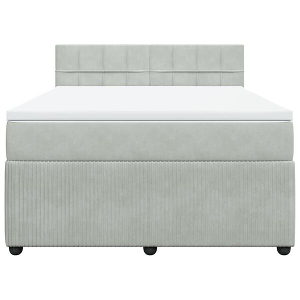 vidaXL Κρεβάτι Boxspring με Στρώμα Ανοιχτό Γκρι 140x190 εκ. Βελούδινο