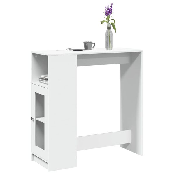 vidaXL Τραπέζι Μπαρ με Ράφια Λευκό 101x40x103,5 εκ. Επεξεργ. Ξύλο
