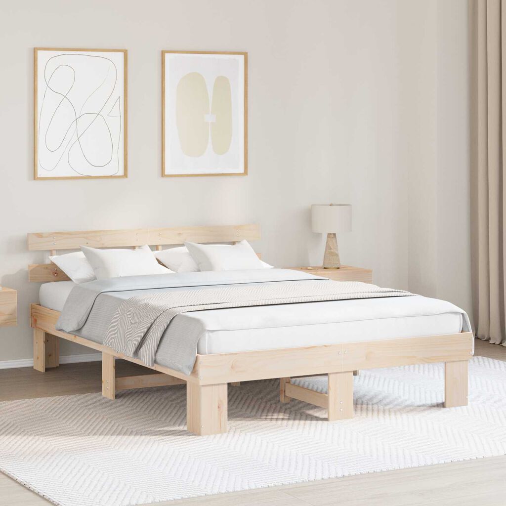vidaXL Σκελετός Κρεβατιού Καφέ 160 x 200 cm Μασίφ ξύλο πεύκου