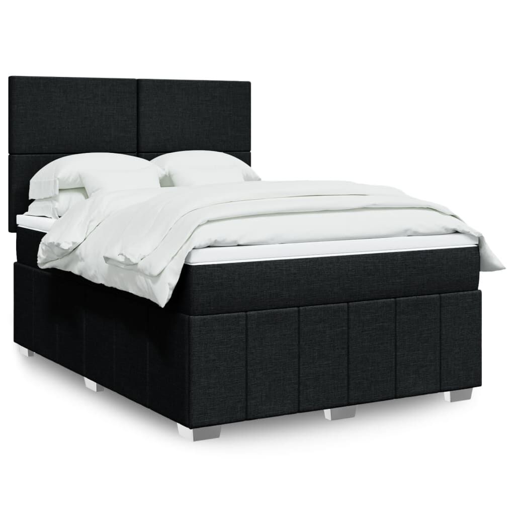 vidaXL Κρεβάτι Boxspring με Στρώμα Μαύρο 140x190 εκ. Υφασμάτινο