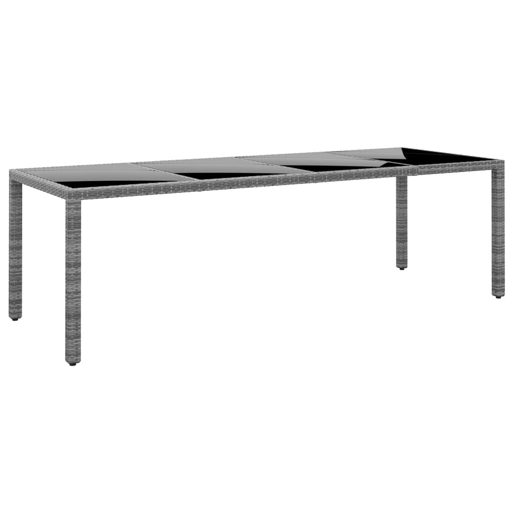 vidaXL Τραπέζι Κήπου Γκρι 250x100x75 εκ. Ψημένο Γυαλί/Συνθετικό Ρατάν