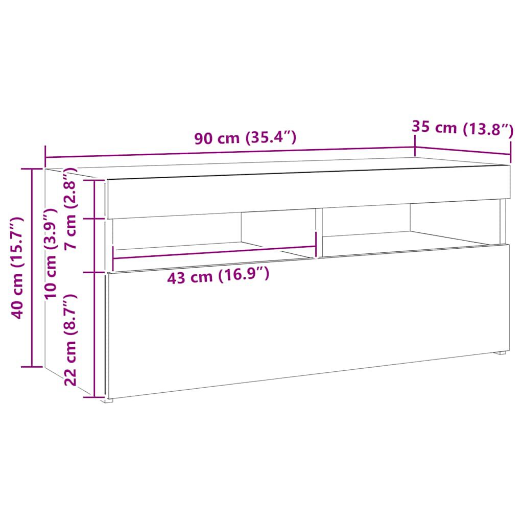 vidaXL Έπιπλο Τηλεόρασης με LED Γκρι Σκυροδέματος 90 x 35 x 40 εκ.