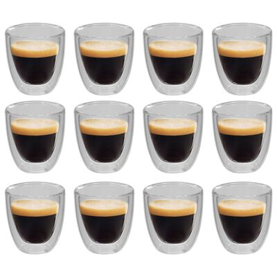 vidaXL Ποτήρια Καφέ Espresso Ισοθερμικά Διπλότοιχα 12 τεμ. 80 ml