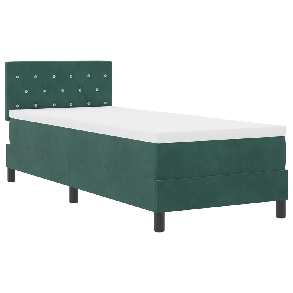 vidaXL Κρεβάτι Box Spring με Στρώμα Σκούρο Πράσινο 80x200 cm Βελούδο
