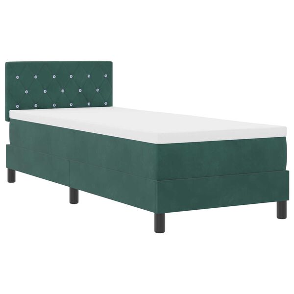 vidaXL Κρεβάτι Box Spring με Στρώμα Σκούρο Πράσινο 80x200 cm Βελούδο