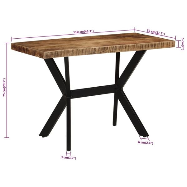 vidaXL Τραπεζαρία 110 x 55 x 75 εκ. από Μασίφ Ξύλο Μάνγκο