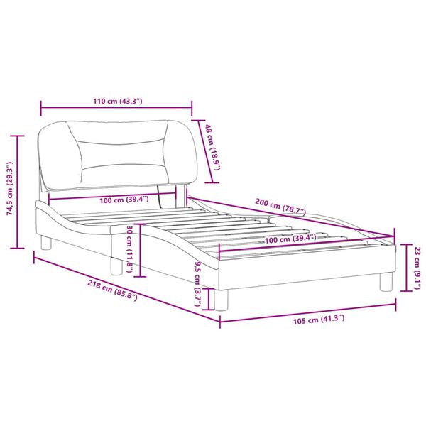 vidaXL Πλαίσιο κρεβατιού με LED χωρίς στρώμα Μπλε 100x200 cm Ύφασμα