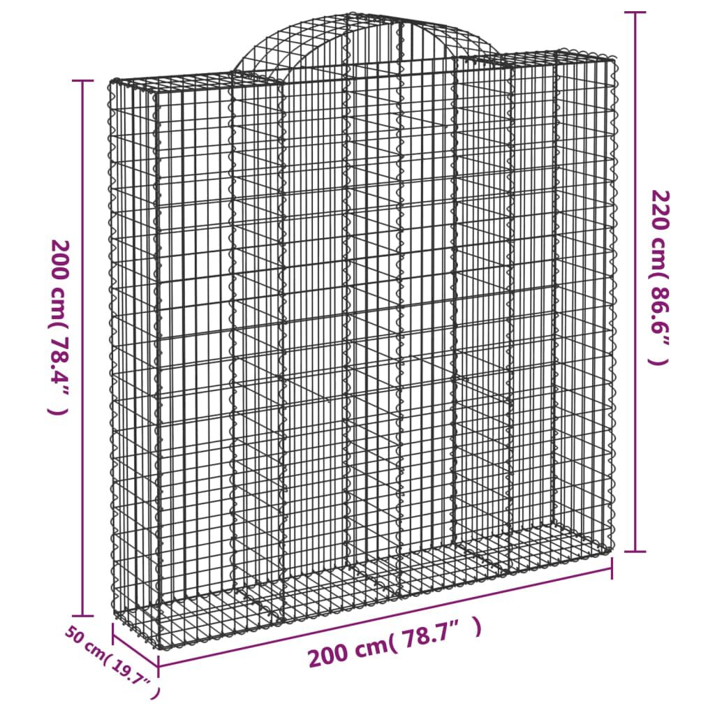vidaXL Συρματοκιβώτιο Τοξωτό 200x50x200/220εκ. από Γαλβανισμένο Χάλυβα