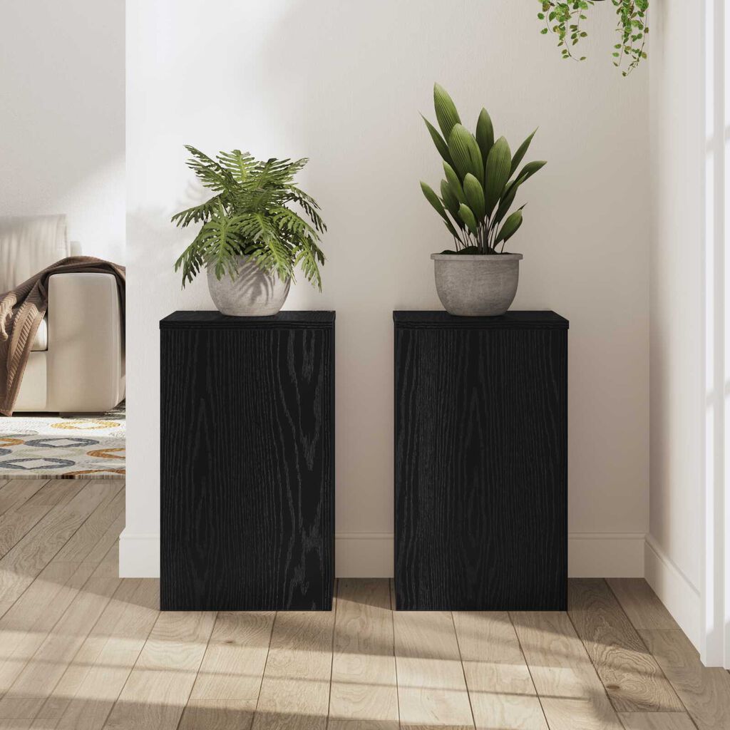 vidaXL Βάσεις φυτών 2 τεμ Μαύρο Δρυ 30x30x50 εκ. Ξύλινες