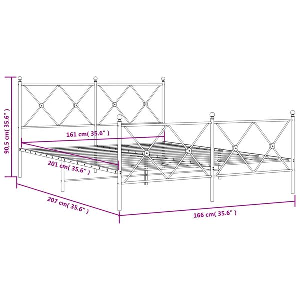 vidaXL Πλαίσιο Κρεβατιού με Κεφαλάρι&Ποδαρικό Λευκό 160x200εκ. Μέταλλο