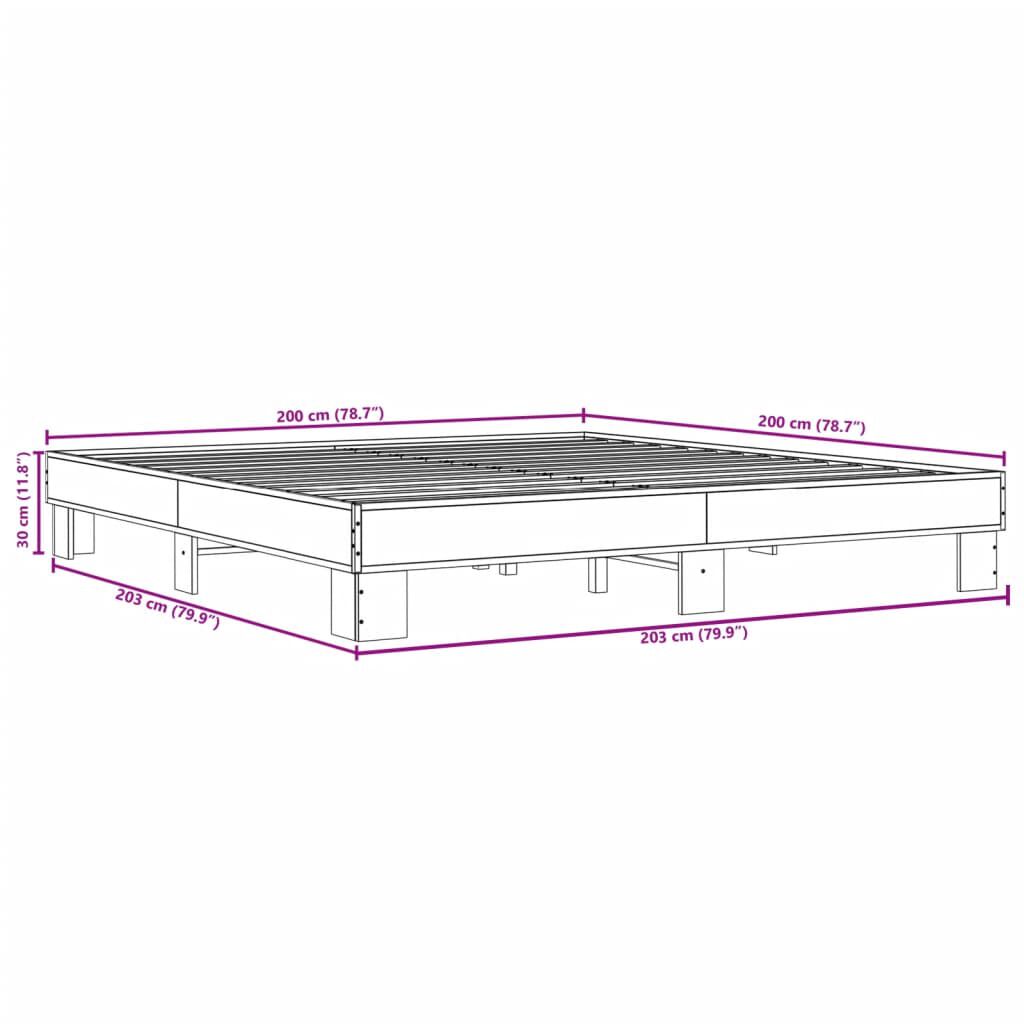 vidaXL Πλαίσιο Κρεβατιού Γκρι Sonoma 200x200 εκ. Επεξ. Ξύλο & Μέταλλο