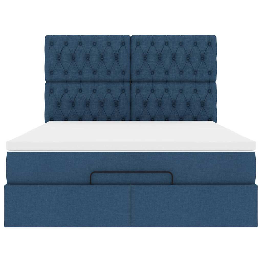 vidaXL Οθωμανικό κρεβάτι με στρώμα μπλε 140x190cm ύφασμα