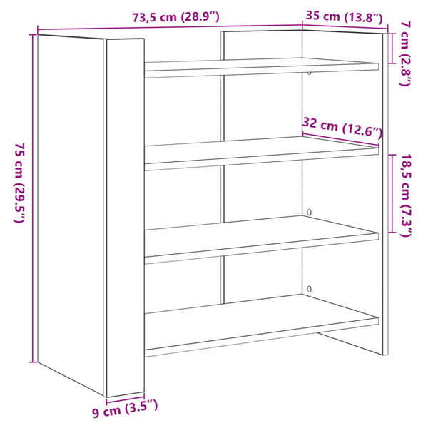 vidaXL Ντουλάπι Γκρι Sonoma 73,5x35x75 εκ. από Επεξεργασμένο Ξύλο