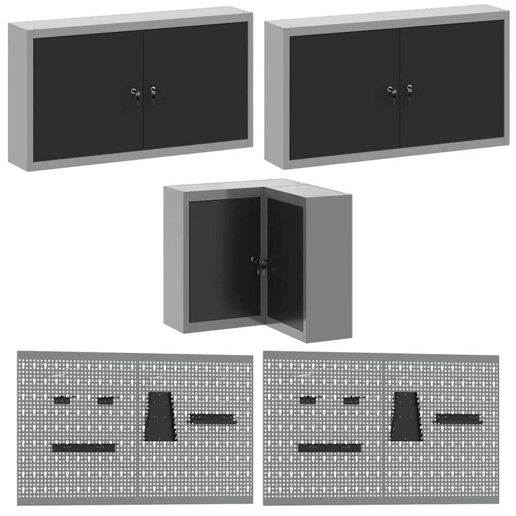 vidaXL Ντουλάπα Εργασίας με συρτάρι 12 pcs Μαύρο 255 x 55 x 220 εκ