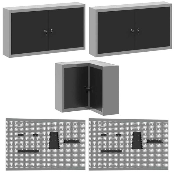vidaXL Ντουλάπα Εργασίας με συρτάρι 12 pcs Μαύρο 255 x 55 x 220 εκ