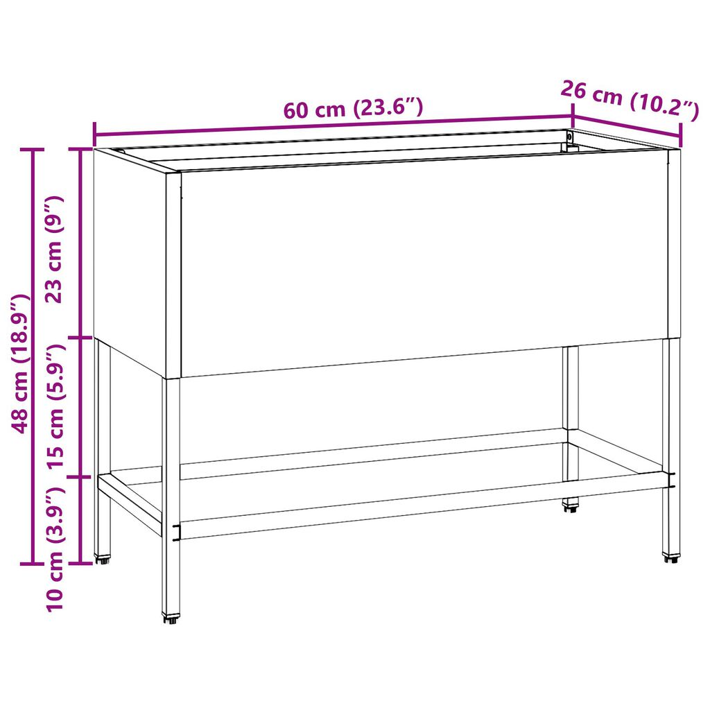 vidaXL Υψωμένος Κηπευτικός Κάδος 60x26x45 εκ. Ελιά Πράσινο Χάλυβα