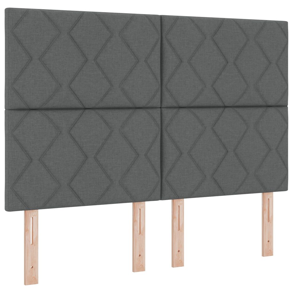 vidaXL Box Spring Κρεβάτι με Στρώμα & Παγκάκι Σκούρο Γκρι 140x200 cm Ύφασμα