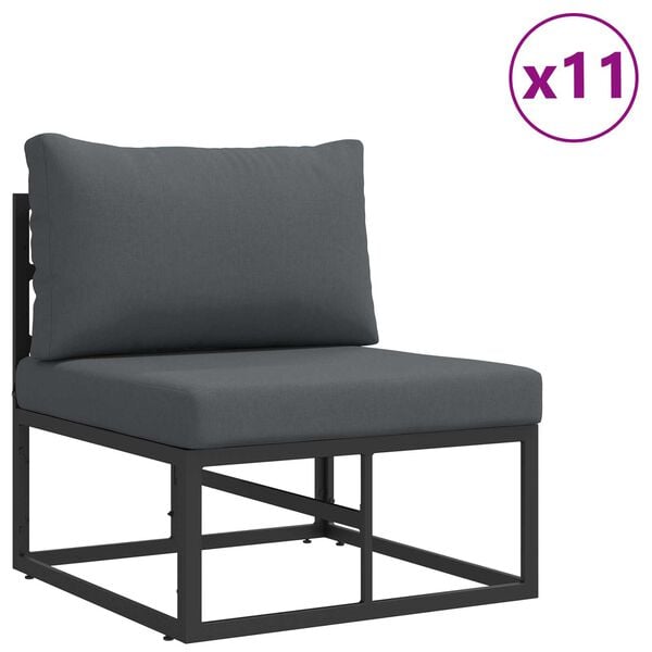 vidaXL Σετ Καναπέ Κήπου με μαξιλάρι με μαξιλάρι 13 pcs Μαύρο Αλουμίνιο