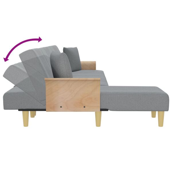 vidaXL Καναπές Κρεβάτι Γωνιακός Αν. Γκρι 279x140x70 εκ. Υφασμάτινος