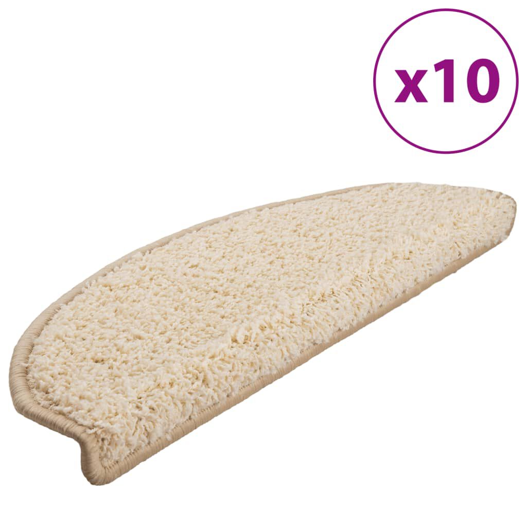 vidaXL Πατάκια Σκάλας 10 τεμ. Κρεμ 65 x 21 x 4 εκ.